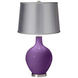 Image1 of Passionate Purple - Satin Light Gray Shade Ovo Table Lamp