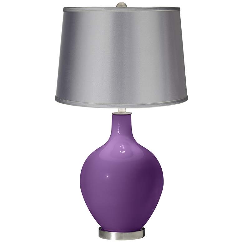 Image 1 Passionate Purple - Satin Light Gray Shade Ovo Table Lamp