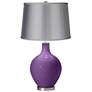 Passionate Purple - Satin Light Gray Shade Ovo Table Lamp