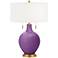 Passionate Purple Toby Brass Accents Table Lamp with Dimmer