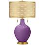Passionate Purple Toby Brass Metal Shade Table Lamp