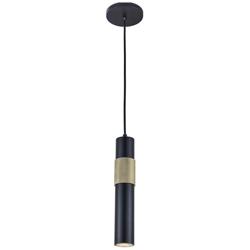 Passwell 2.25&quot; Wide Matte Black and Aged Brass Pendant