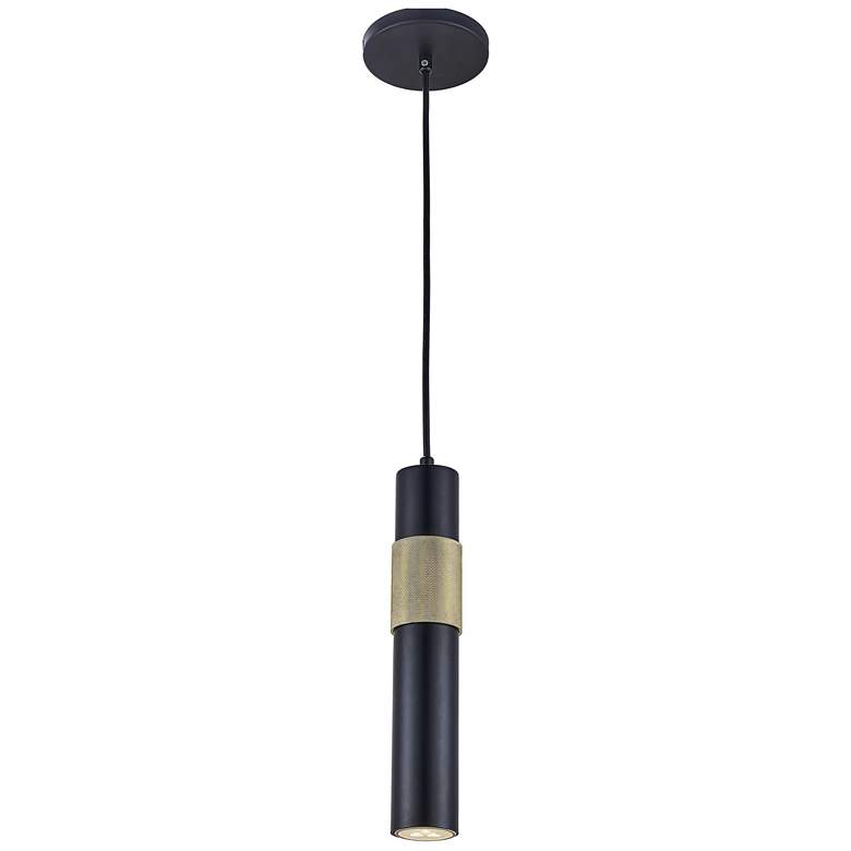 Image 1 Passwell 2.25" Wide Matte Black and Aged Brass Pendant