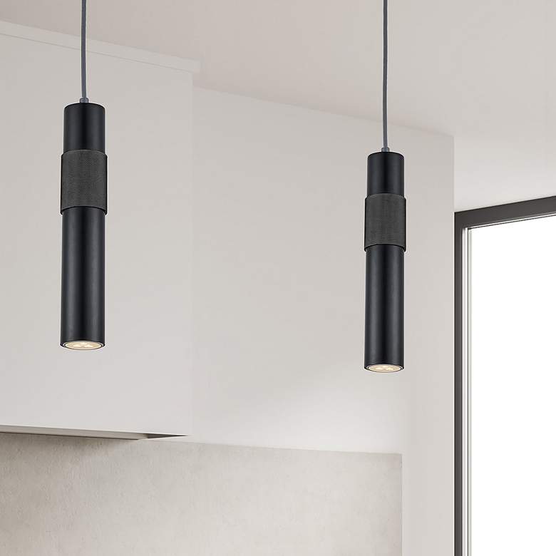 Image 2 Passwell 2.25" Wide Matte Black Pendant more views