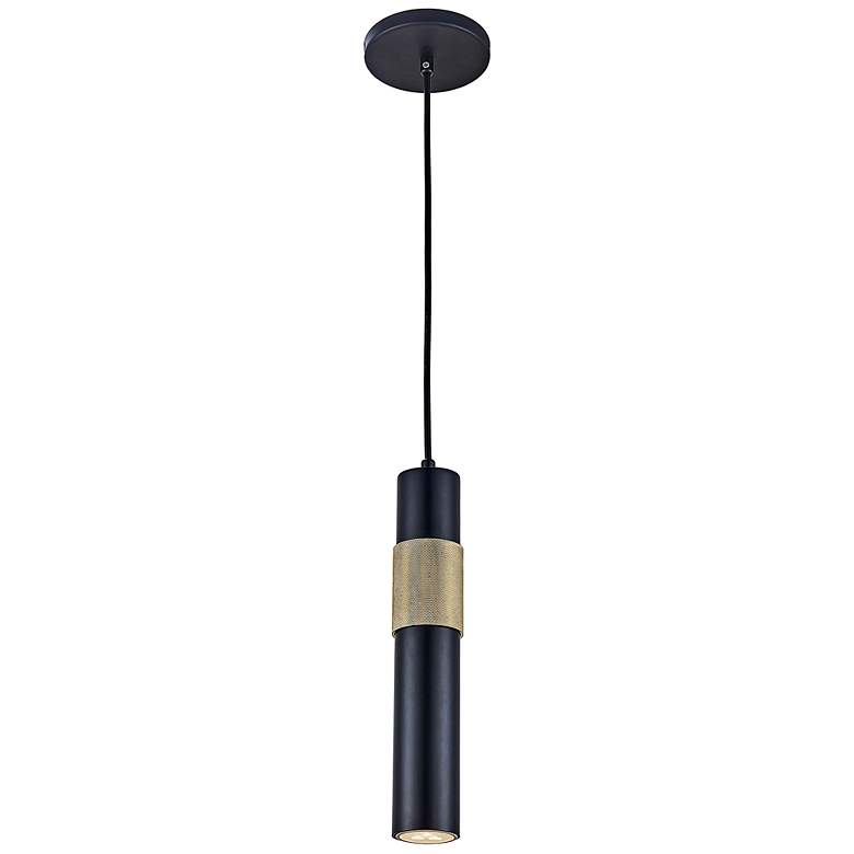 Image 2 Passwell 2 1/4" Wide Matte Black and Aged Brass Mini Pendant