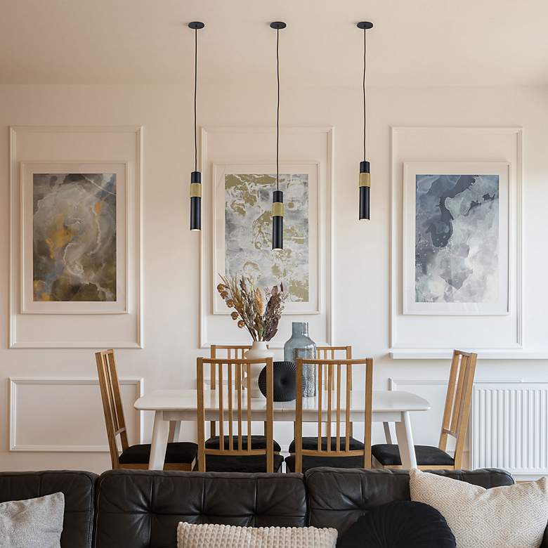 Image 4 Passwell 2 1/4" Wide Matte Black and Aged Brass Mini Pendant more views