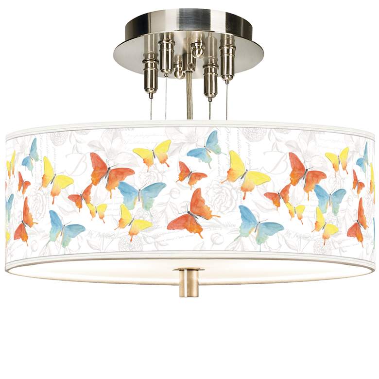 Image 1 Pastel Butterflies Giclee 14 inch Wide Ceiling Light