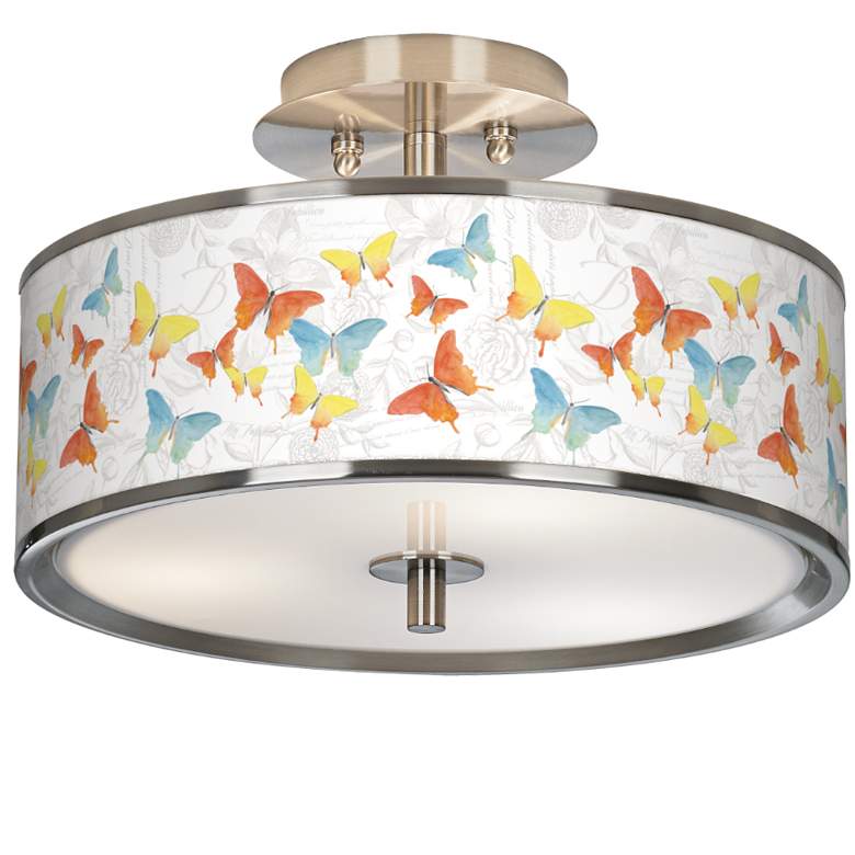 Image 1 Pastel Butterflies Giclee Glow 14" Wide Ceiling Light