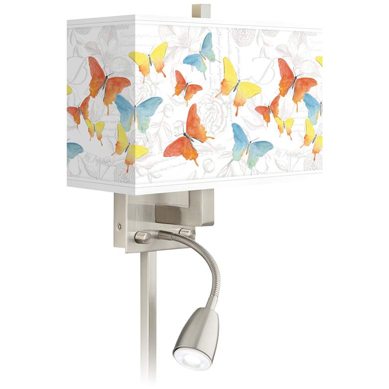Image 1 Pastel Butterflies Giclee Glow LED Reading Light Plug-In Sconce