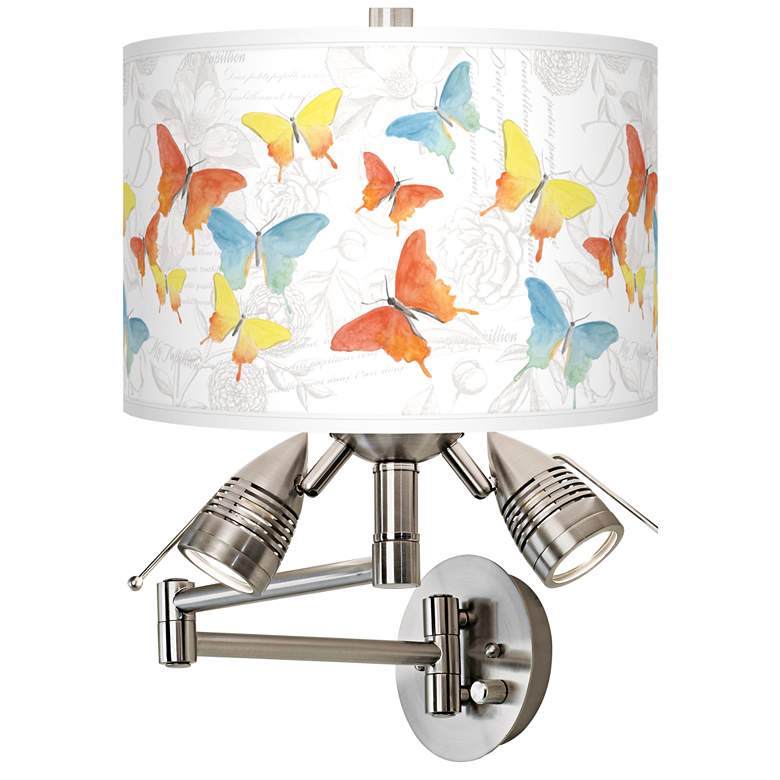 Image 1 Pastel Butterflies Giclee Plug-In Swing Arm Wall Lamp