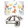 Pastel Butterflies Giclee Plug-In Swing Arm Wall Lamp