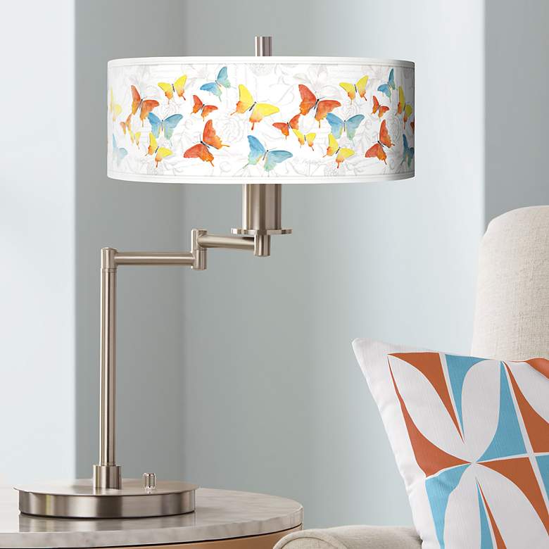 Image 1 Pastel Butterflies Giclee Swing Arm LED Desk Lamp