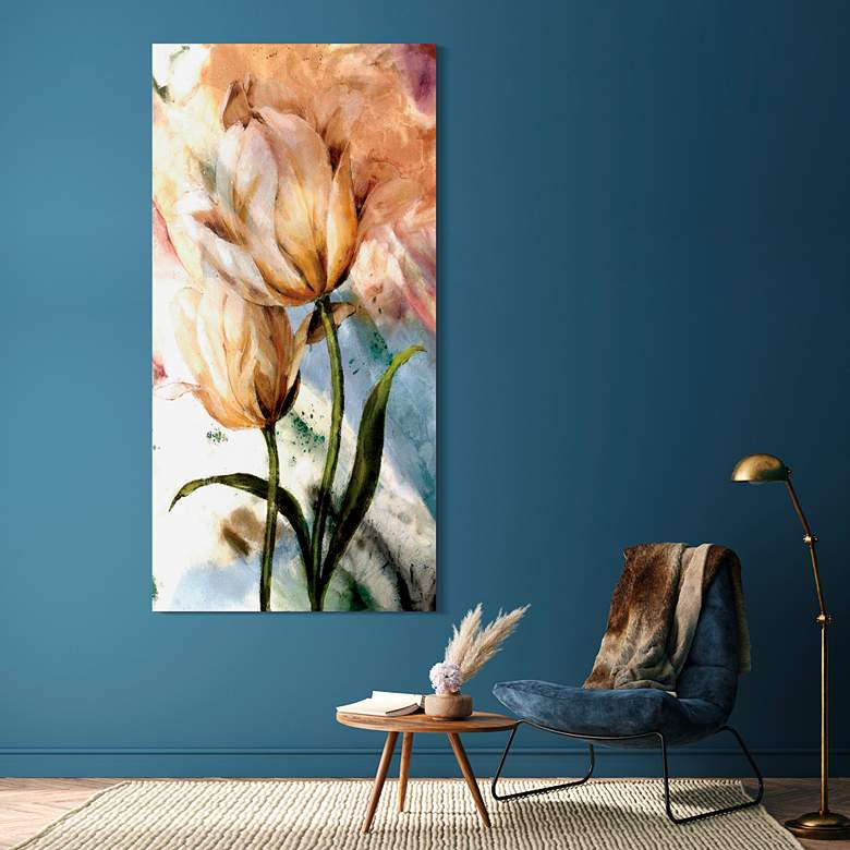 Image 3 Pastel Fleur 72 inch High 2-Piece Printed Glass Wall Art Set more views