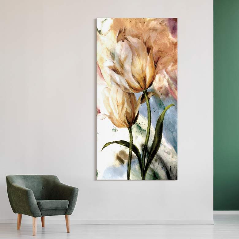 Image 4 Pastel Fleur I 72" High Printed Tempered Glass Wall Art more views