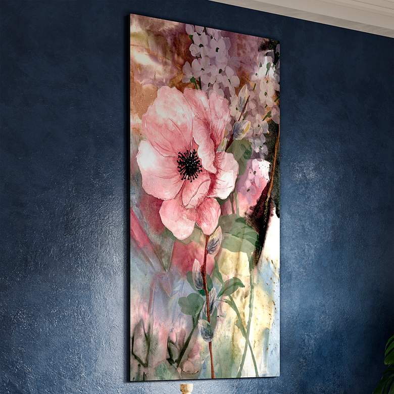 Image 1 Pastel Fleur II 72 inch High Printed Tempered Glass Wall Art