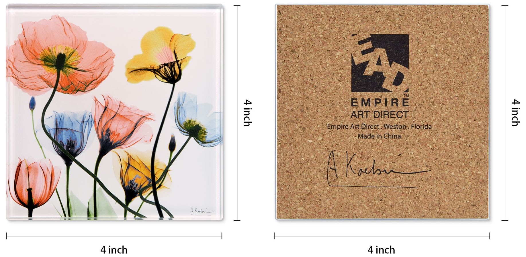 Image 6 Pastel Fleurs Glass 12-Piece Coasters with Cork Bottom more views