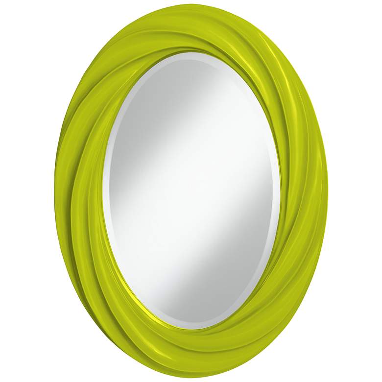 Image 1 Pastel Green 30 inch High Oval Twist Wall Mirror