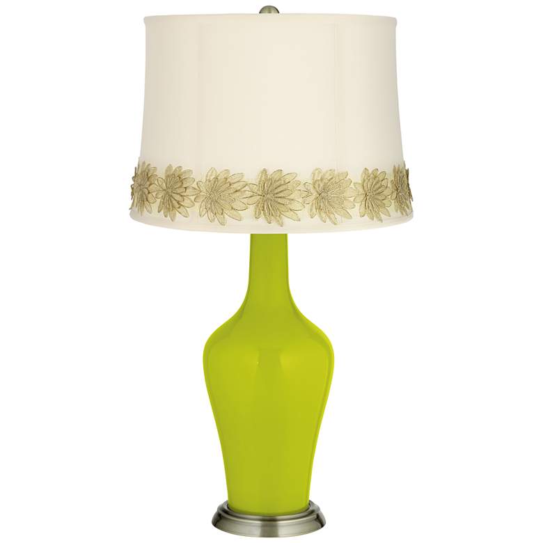 Image 1 Pastel Green Anya Table Lamp with Flower Applique Trim