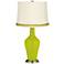 Pastel Green Anya Table Lamp with Open Weave Trim