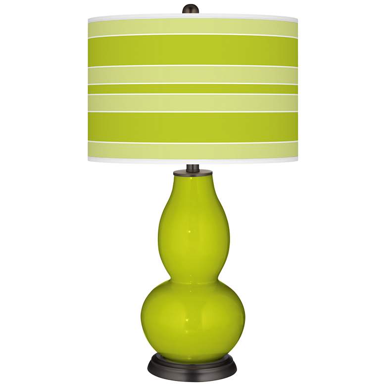 Image 1 Pastel Green Bold Stripe Double Gourd Table Lamp