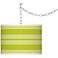 Pastel Green Bold Stripe Giclee Glow Plug-In Swag Pendant