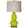 Pastel Green Linen Drum Shade Double Gourd Table Lamp