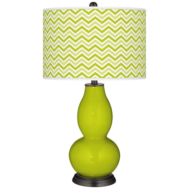 Image 1 Pastel Green Narrow Zig Zag Double Gourd Table Lamp