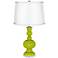 Pastel Green -Satin Silver White Shade Apothecary Table Lamp