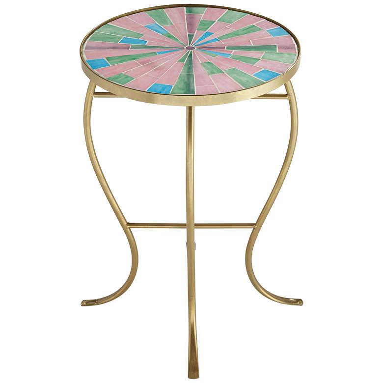 Image 5 Pastel Mosaic Glass Tile Table with Gold Finish Base more views