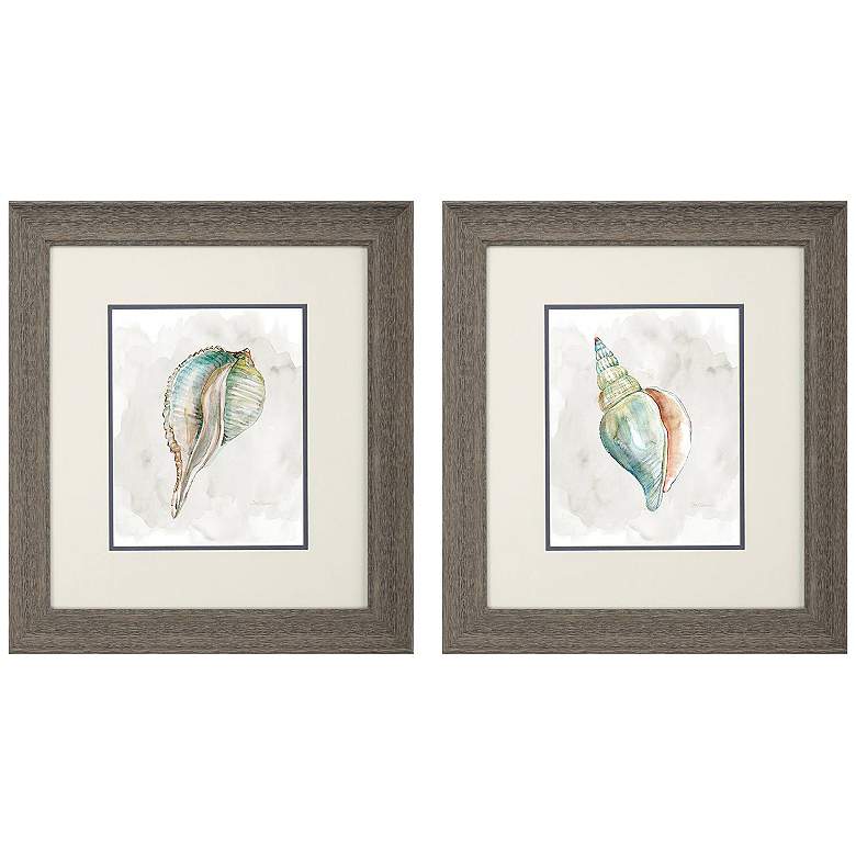 Image 1 Pastel Shell 16"W x 18"H Framed Art Set of 2