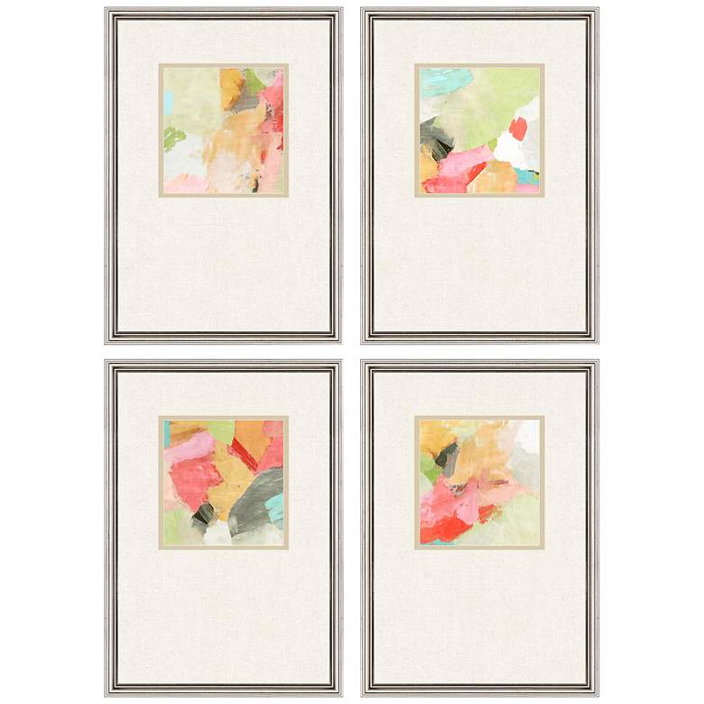 Image 3 Pastel Splash 22" High 4-Piece Giclee Framed Wall Art Set
