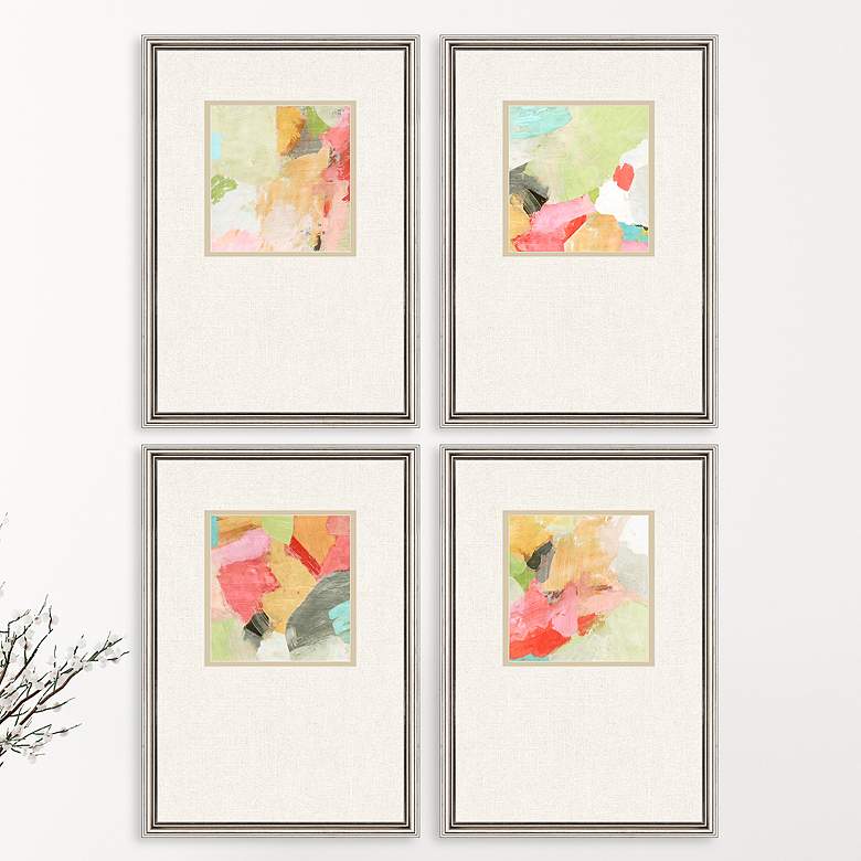Image 2 Pastel Splash 22" High 4-Piece Giclee Framed Wall Art Set