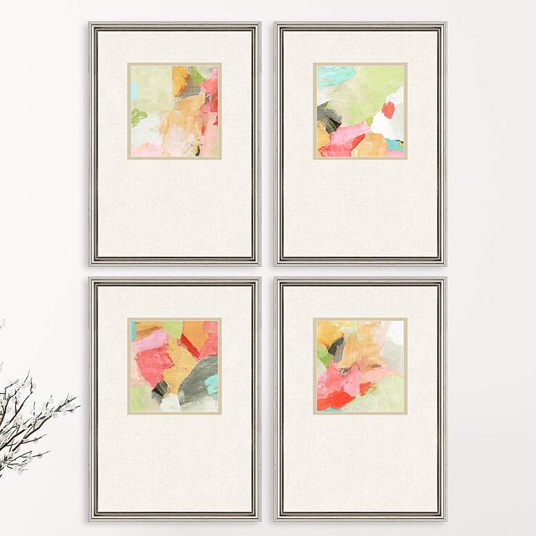 Image 2 Pastel Splash 22 inch High 4-Piece Giclee Framed Wall Art Set