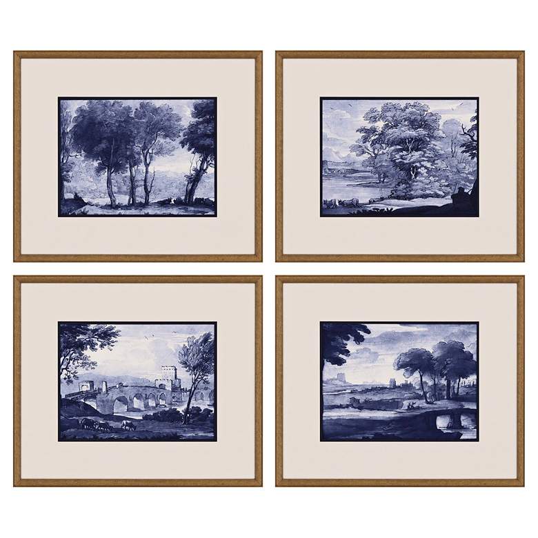 Image 2 Pastoral Toile 25" Wide 4-Piece Framed Giclee Wall Art Set