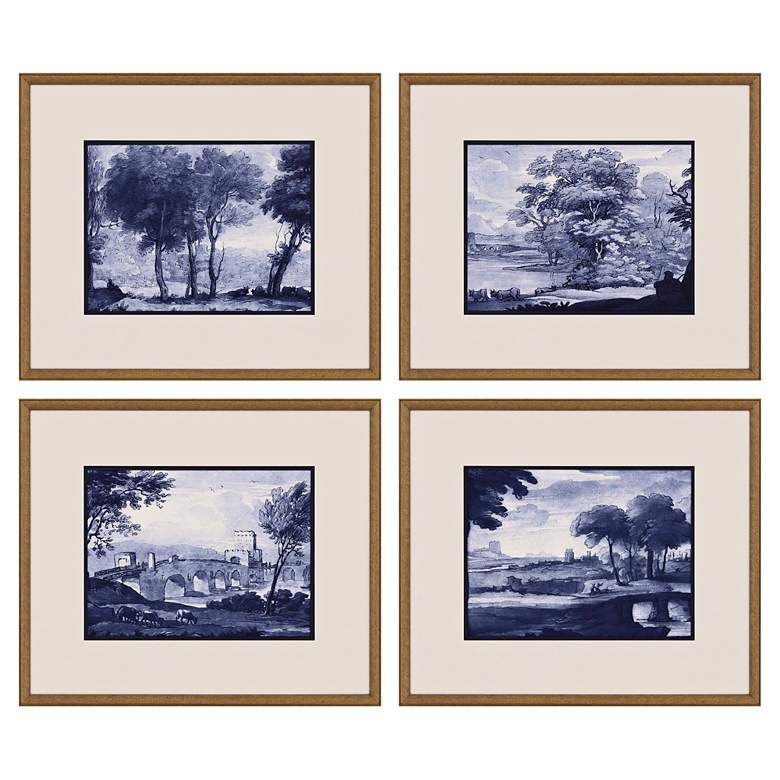 Image 2 Pastoral Toile 25" Wide 4-Piece Framed Giclee Wall Art Set