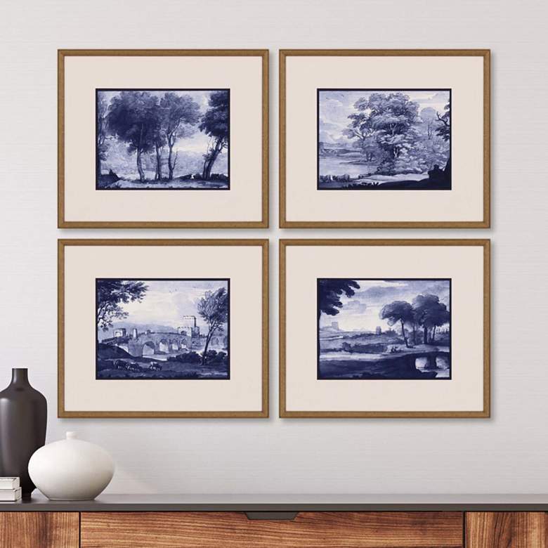Image 1 Pastoral Toile 25" Wide 4-Piece Framed Giclee Wall Art Set