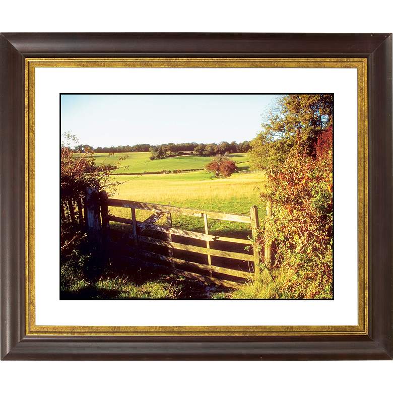 Image 1 Pasture Fence II Gold Bronze Frame Giclee 20 inch Wide Wall Art