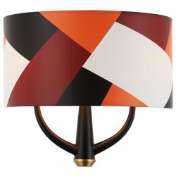 Patchwork 2-Lt Sconce - Black/Satin Brass/Patchwork