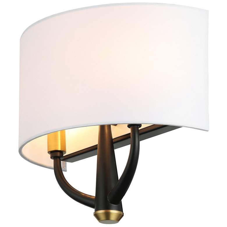 Image 2 Patchwork 2-Lt Sconce - Black/Satin Brass more views