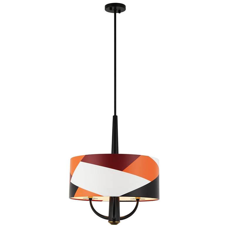 Image 2 Patchwork 3-Lt Pendant - Black/Satin Brass/Patchwork more views