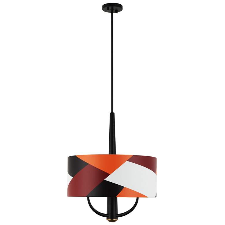 Image 3 Patchwork 3-Lt Pendant - Black/Satin Brass/Patchwork more views