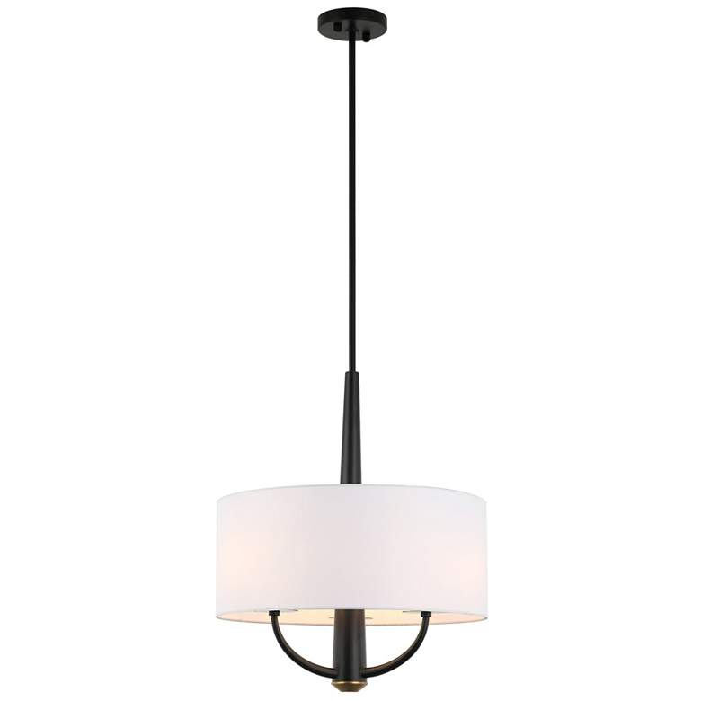Image 1 Patchwork 3-Lt Pendant - Black/Satin Brass