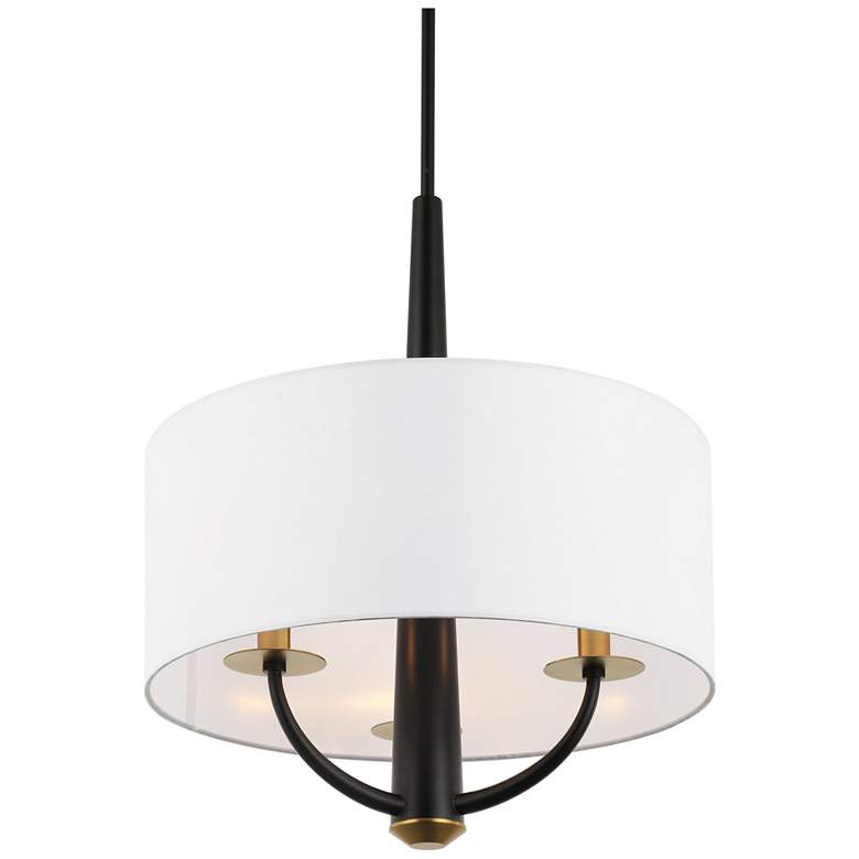 Image 5 Patchwork 3-Lt Pendant - Black/Satin Brass more views