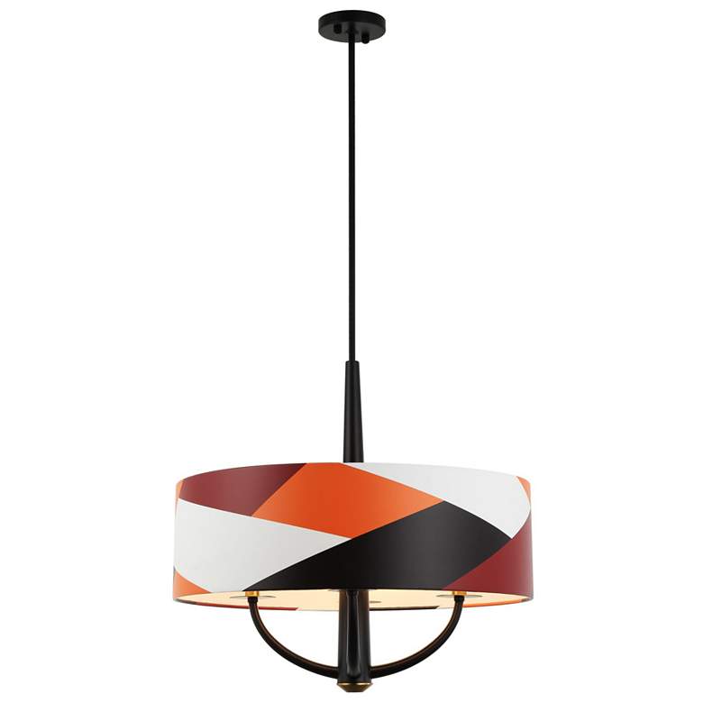 Image 2 Patchwork 4-Lt Pendant - Black/Satin Brass/Patchwork more views