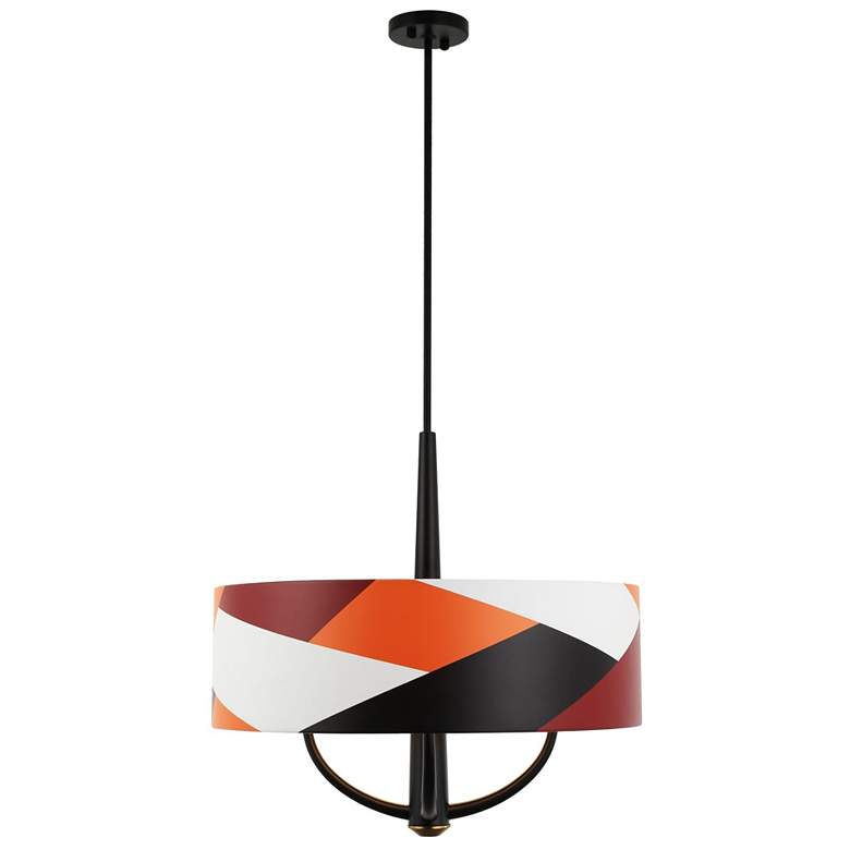 Image 3 Patchwork 4-Lt Pendant - Black/Satin Brass/Patchwork more views