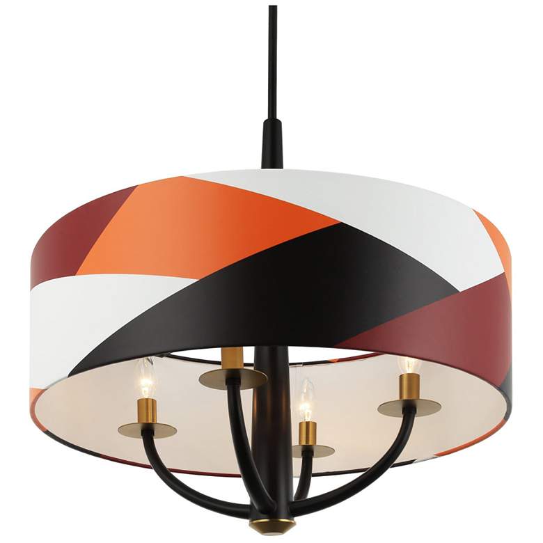 Image 7 Patchwork 4-Lt Pendant - Black/Satin Brass/Patchwork more views