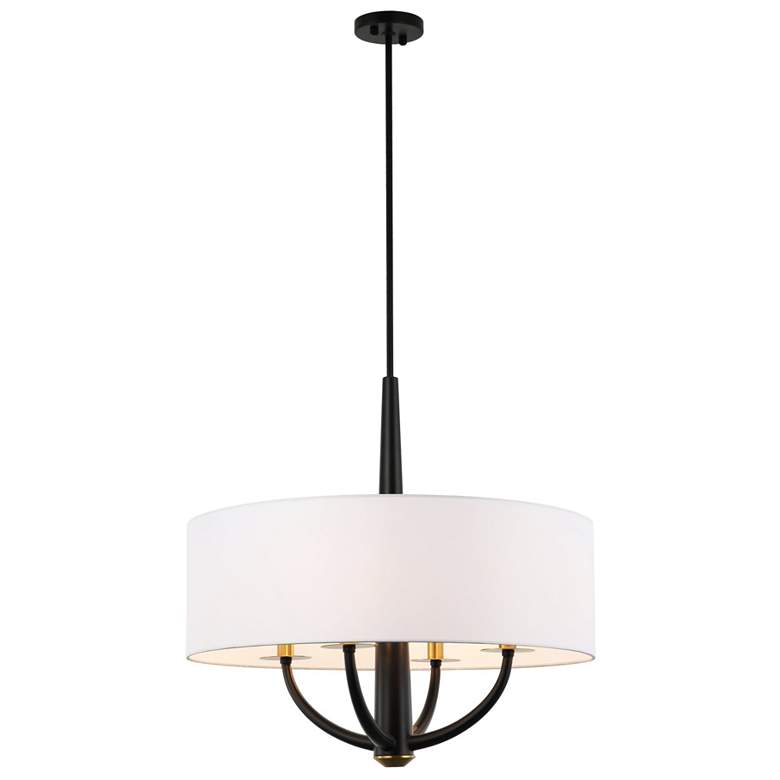 Image 1 Patchwork 4-Lt Pendant - Black/Satin Brass