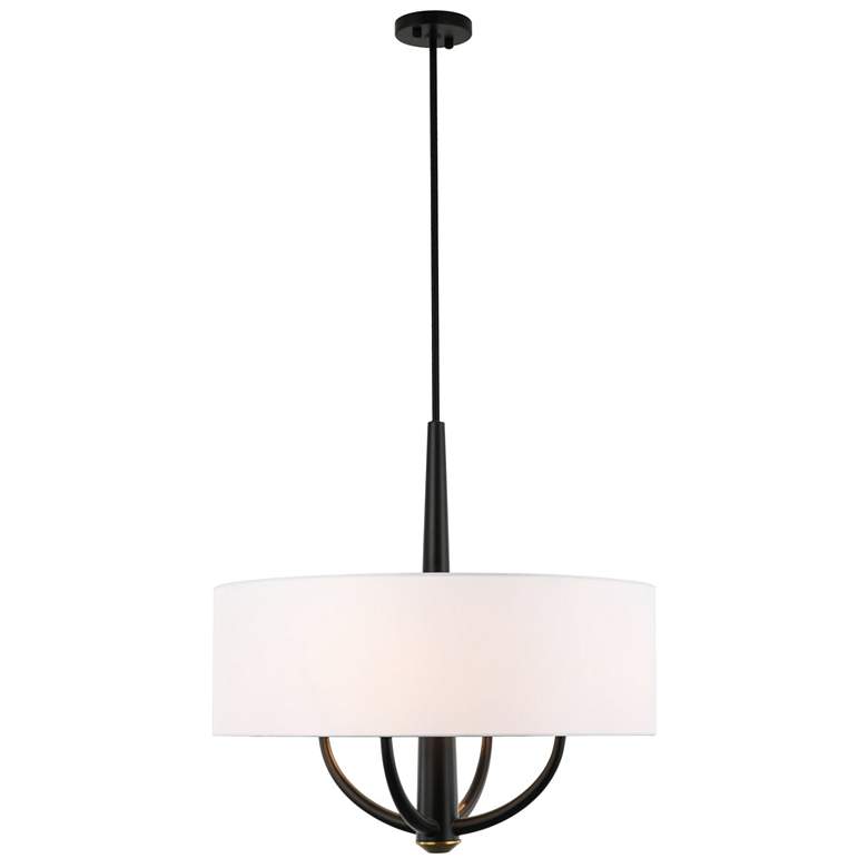 Image 2 Patchwork 4-Lt Pendant - Black/Satin Brass more views