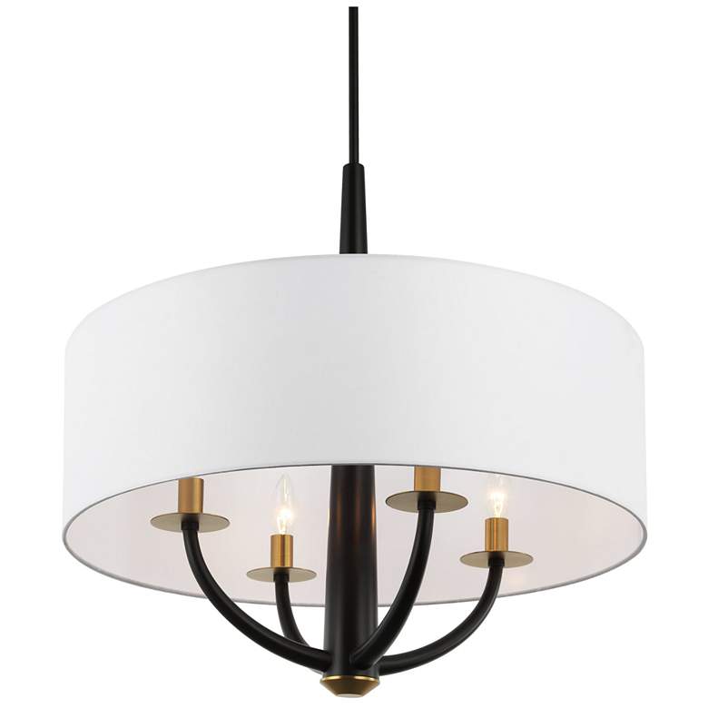 Image 5 Patchwork 4-Lt Pendant - Black/Satin Brass more views