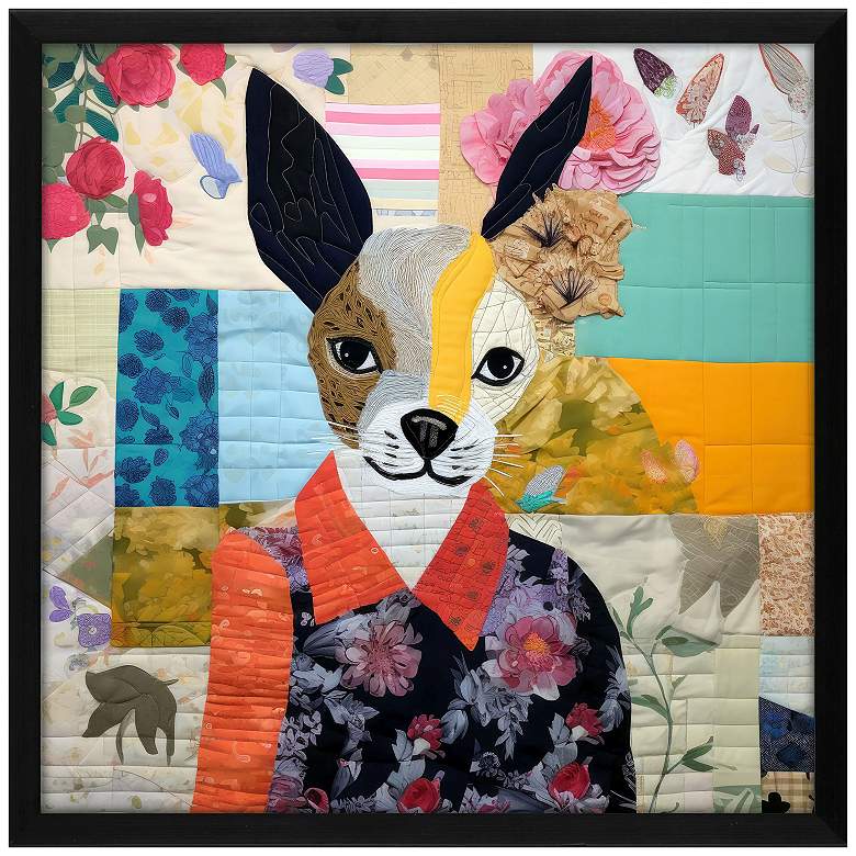 Image 1 Patchwork Dog I 26"W x 26"H Framed Art
